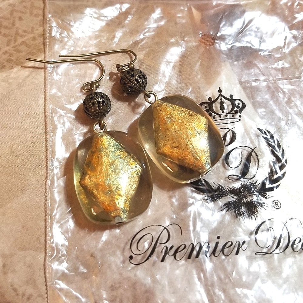 NEW Premier Designs Filigree Golden Drop Earrings